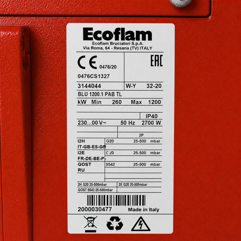 Основы маркировки горелок Ecoflam